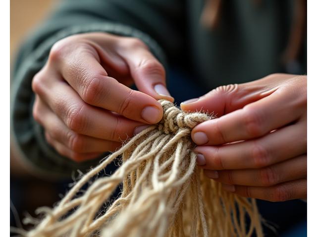 職人が編む美しい手織り漁網